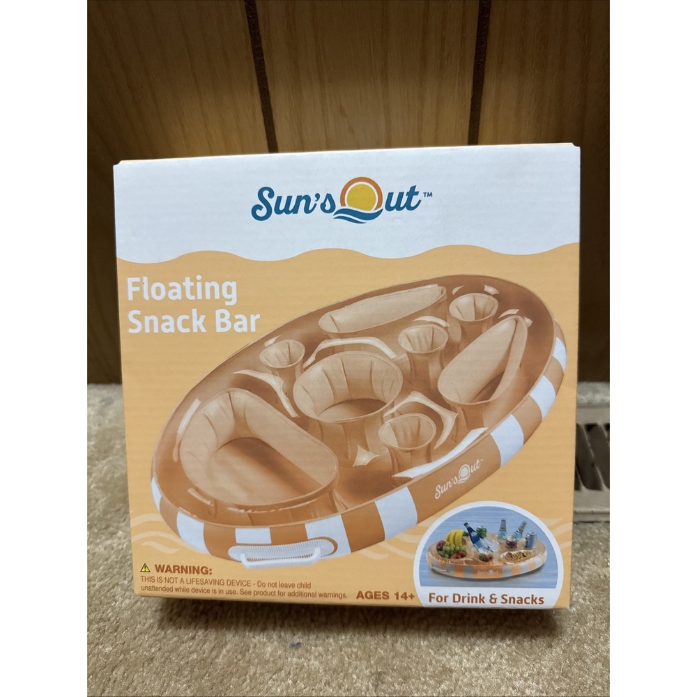 Sun's Out Floating Snack Bar Pool Float Cabana Stripe Drink Holder Age 14+